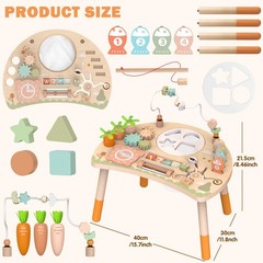 Activity Table for 1 Year Old, 9-in-1 Wooden Montessori Toddler Toy