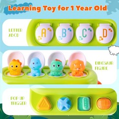 Cause and Effect Pop Up Dinosaur Baby 6-12 Months, Sensory Early Learning Fin…