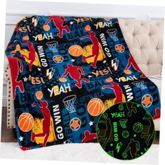 Basketball Gifts for Boys Girls Toddler Toys – Glow in the Dark 50″x60″ Black