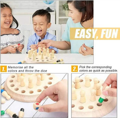 1pc Wooden Memory Match Stick Chess Montessori Puzzle Board Game for Kids&Family