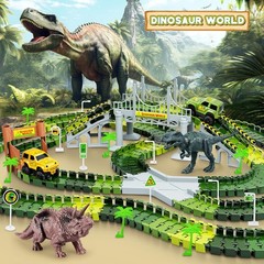 271-Piece Dinosaur Tracks Set with 2 Race Cars & Fun Dinosaur Toys for Kids