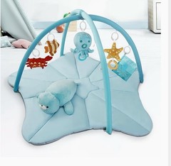 Baby Play Mat Gym, Larger 0-18mo Mirror & 5 Sensory Toys|Magical Ocean Blue-NEW!