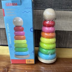 GEMEM Rainbow Wood Stacking Rings Learning Toy – 18+ Months