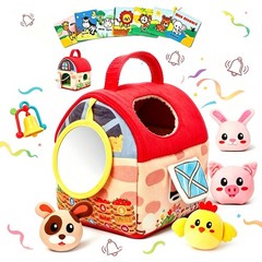 Baby Toys 6-12 Months, Plush Farm Barn with 6 Stuffed Animals & Cloth Book, R…
