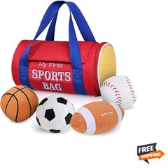 Baby Toys Plush Sports Bag Set 4 Sensory Balls Safe Early Development