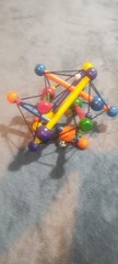 Manhattan Toy Co SKWISH Baby Developmental Wood Rattle Sensory Colorful