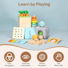Montessori Toys for 1+ Year Old, Wooden Baby Learning Toys, Object Permanence…