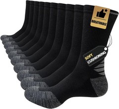 JOYNÉE 5/10 Pairs Mens Lightweight Long Cushion Work Socks Casual Breathable Cre