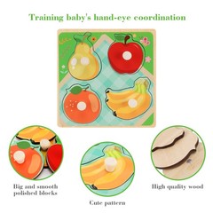 Wooden Peg Puzzles Toddler Educational Wood Farm Dinosaur Fruit Marine Set