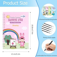Reusable Handwriting Practice Books for Kids Grooved Writing Workbook Set 4-Pack