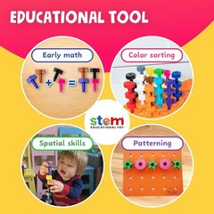 Peg Board Set – Montessori Toys for 2 Year Old – 38 Pc Plastic Peg Board for …