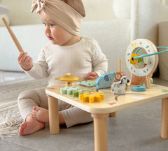 Wooden Baby Activity Table Bead Maze Xylophone Shape Sorter Learning Toy