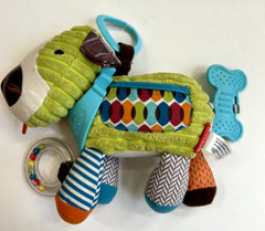Skip Hop Plush Green Chenille Dog Rattle Teether Developmental Toy Crinkle