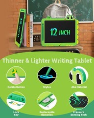 12-Inch LCD Writing Tablet for Kids Colorful Reusable Doodle Pad for Learning