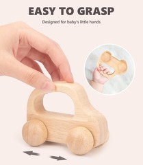 2 PCS Wooden Baby Car Toys for Toddlers 1-3 Years Old, Montessori Wooden Cars…