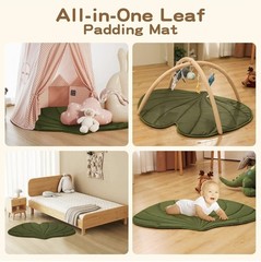 Green Leaf Baby Play Mat 5 Detachable Toys Learn Play Early Development Unisex