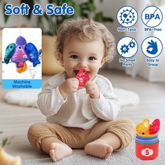 Montessori Toys for 1 Old – Cloth Fishing Game with Stacking Cups Toddler To…