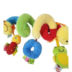 Multicolor Plush Spiral Activity Stroller Car Seat Toy Frog Ladybug Sensory Toy