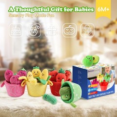 SAIMAND Baby Toys 6–12 Months, 16PCS My First Fruit Vegetable Sensory Toys fo…