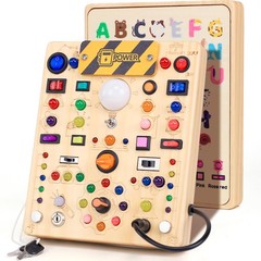 Montessori Busy Board with 19 LED Switches – Sensory Travel Toy for Toddlers