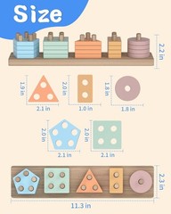 Montessori Shape Sorter Set – 20 Colorful Wooden Blocks for Educational Play