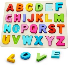 Wooden Puzzles for Toddlers, ABC Alphabet Puzzle, Learning Toys, Preschool Le…