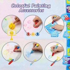 Magic Water Drawing Mat Reusable Doodle Painting Board with Pens Montessori 44+3
