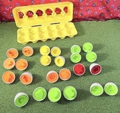 PrexTex 12 piece color and shape educational matching Eggs Set montessor EUC