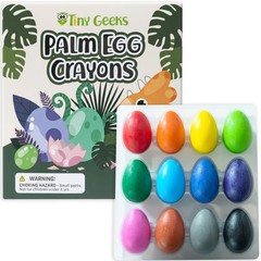 TinyGeeks 12 Color Egg Crayons – Palm Grasp Non-Toxic and Washable for Toddle…