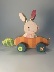 Bababoo Bunny Pippa Wooden Push & Pull Multi-Sensory Toy for Babies 10 Months+