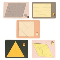 5x Wooden Pattern Blocks Set Geometric Shape Puzzles for