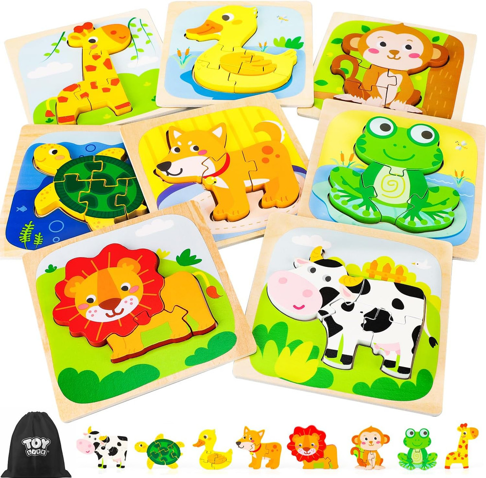 Wooden Puzzles for Toddlers 2-4, Montessori Toys for 1 2 3 Year Old Boys Girls,