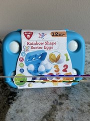 Play Rainbow Shape Sorter Eggs Toy Set 13 Pieces 12m+ Blue Case