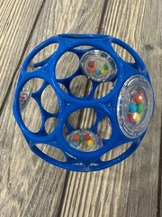 O Ball Blue Baby Toy With Rattling Beads & Open Design For Easy Grip