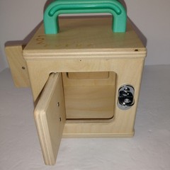 LOVEVERY Montessori Learning Toy Wooden Lock Latches Busy Box