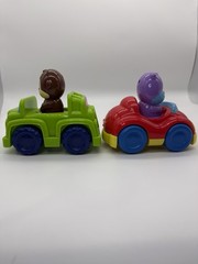 Bright Starts Push N Go Monkey & Hippo Friction Cars With Sounds Working Lot 2