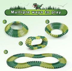96pcs Dinosaur Flexible Track Expansion Kit Compatible Dino Race Car Sets