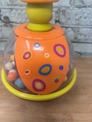 B Toys Ladybug Ball Popping Toy for Toddlers Push, Pop, Spin, Poppitoppy Orange