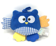 Le Bebe Favorite Pull Down Vibrating Wiggler Blue Owl Crinkle Teether Toy Plush