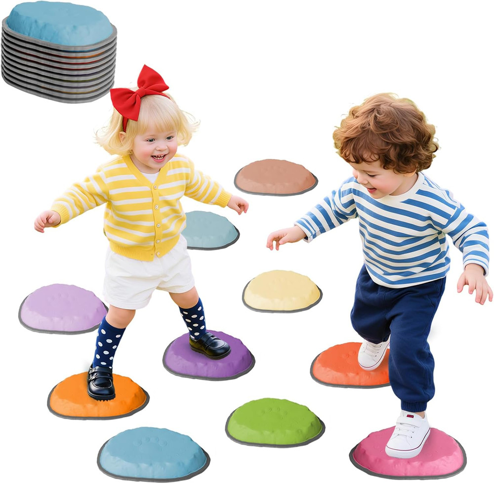 Stepping Stones for Kids, 10 PCS Non-Slip Toddlers’ Balance Sensory Toys, Indoor