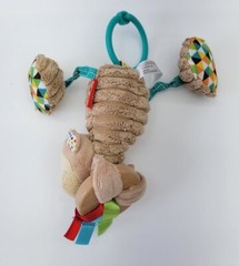 Infantino Go Gaga Brown Monkey Teether Plush Wooden Stroller Crib Baby Toy