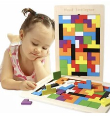 Kids Building Blocks Toys Wood Fun Puzzle Shapes Arts Color Educational Learning
