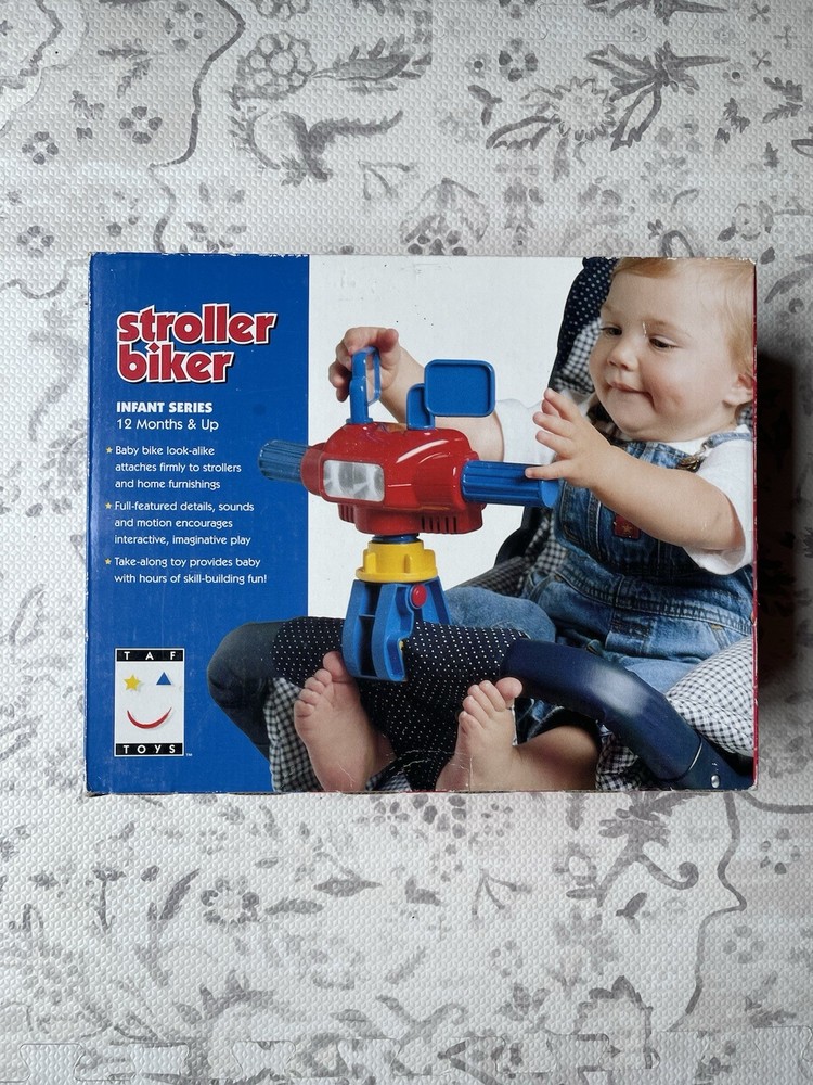 Vintage Stroller Biker Infant Series TAF Toys Handles, Horn, Motorcycle With Box