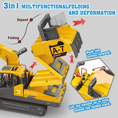 Toys for 3 Year Old Boys,Excavator Toys for Boys with 6 Metal Racing Cars and 2