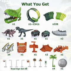Dinosaur Toys for Kids 3-5, 286 Pcs Create a Dinosaur Toys Race Car for Toddlers