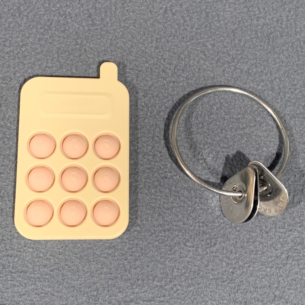 Mushie Silicone Phone Press Toy & Lovevery Metal Key Ring Sensory Toy Bundle