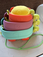 Gigglescape Turtle Pull Along Stackable Toy – Silicone, 18+ Months, 4 Pieces