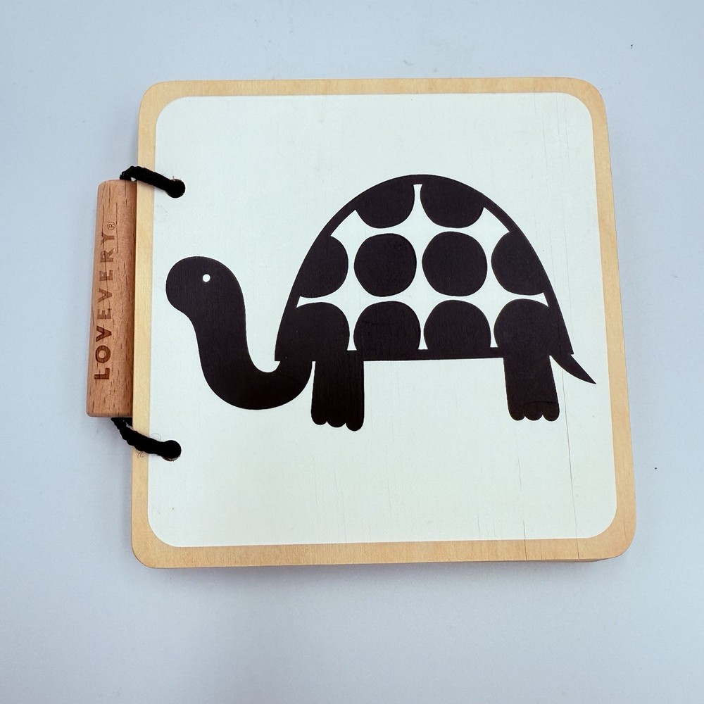 Lovevery Wooden High Contrast Animal Board Book From Looker Kit Black & White