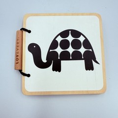 Lovevery Wooden High Contrast Animal Board Book From Looker Kit Black & White