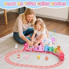 Train Set for Toddlers 2-4, Electric Toddler Train Set with Farm Animals, Music